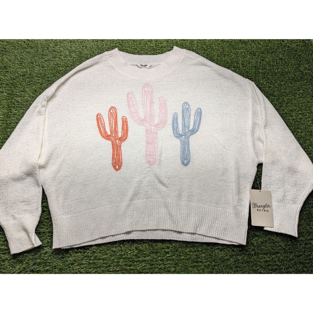 New With Tags Wrangler Women’s White Gauzy Knit Sweater Crop Top Size L
